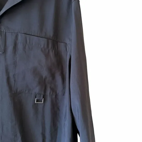 Zara Button Down Boxy Plain Black Long Sleeves Button Down Blouse SZ L #2574 - Image 4