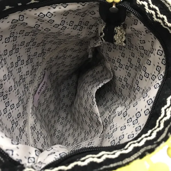 Just Fab Fold Over Bag Yellow Pom Pom Tassel‎ Trim Colorful Clutch Purse - Image 8