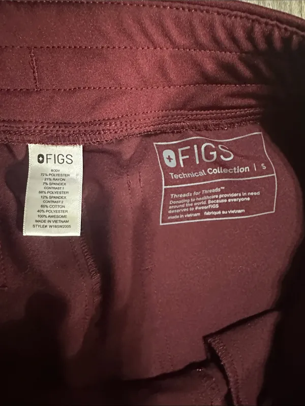 Figs Burgundy Drawstring Scrub Joggers - Image 2