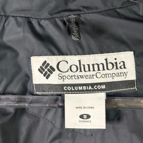 Columbia Puffer Jacket Down Fill‎ Faux Fur Trim Hood Black Women Size S XL5984 - Image 3