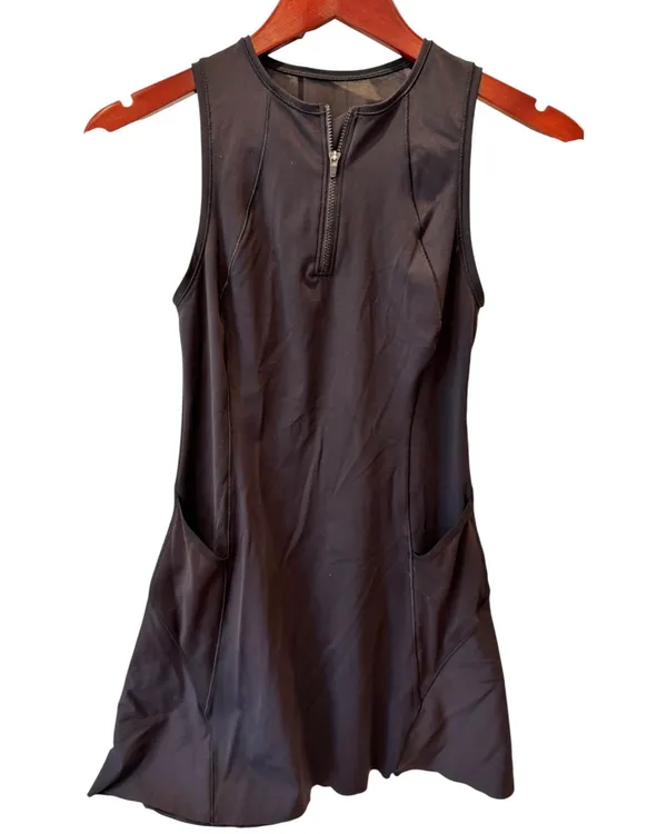 Athleta Black Tennis Dress Mesh Back Sleeveless Sports Golf Fit Flare XS - Image 3