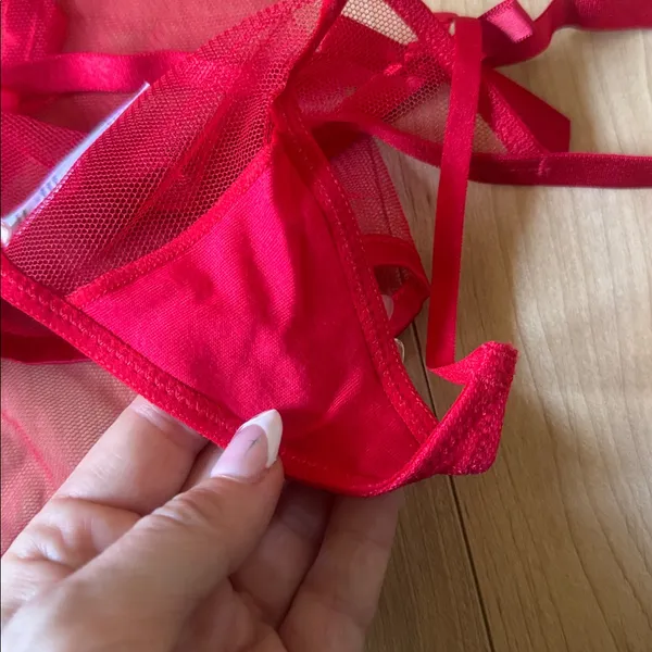 Adore Me Red Mesh Chemise with Satin Bow - Image 7