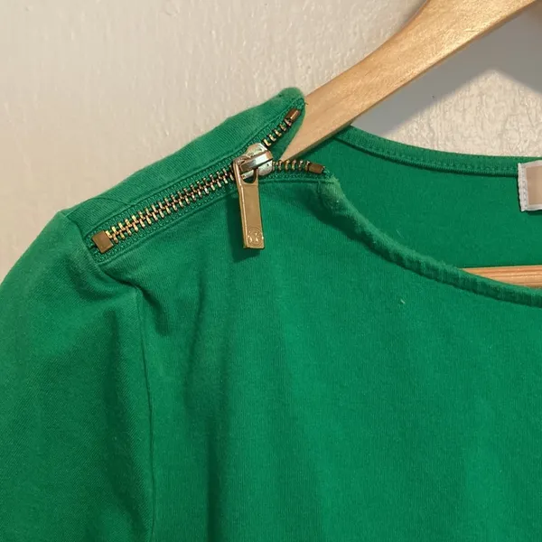 MICHAEL Michael Kors Green Zipper T-Shirt - Image 2