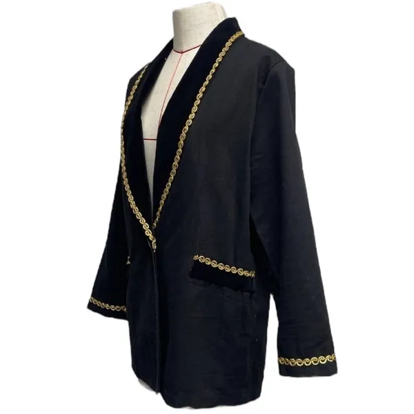 Vintage 90s Contempo Casuals Gold Trim Blazer Oversized Small - Image 3