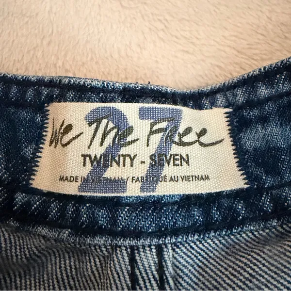 Free People We the Free Amelie Printed A-Line Denim Jean Shorts Size 27 - Image 5