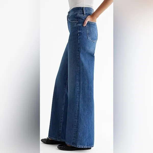 EXPRESS Design Studio Wide Leg Blue Jeans - Image 4