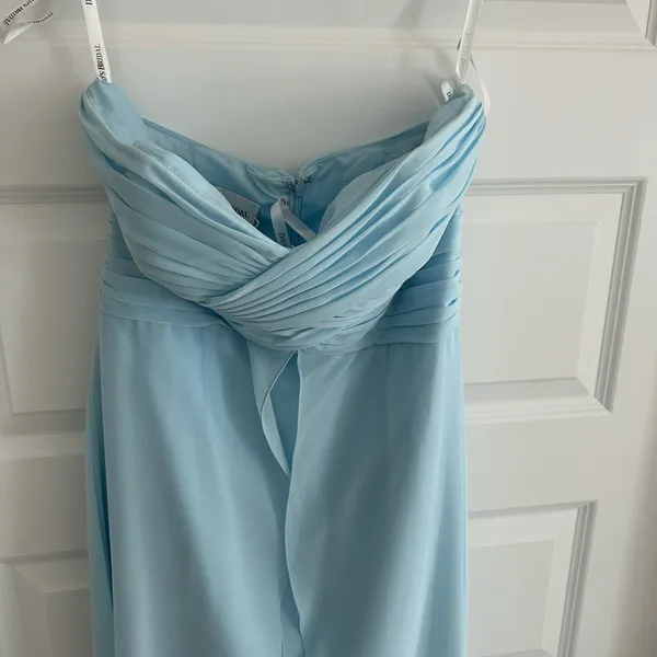 David’s Bridal Strapless Chiffon Gown Blue Size 10 - Image 9
