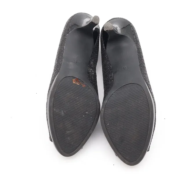 Kelly & Katie Pumps Womens 8.5 Peep Toe Black Shimmer Glitter Stiletto Good - Image 11