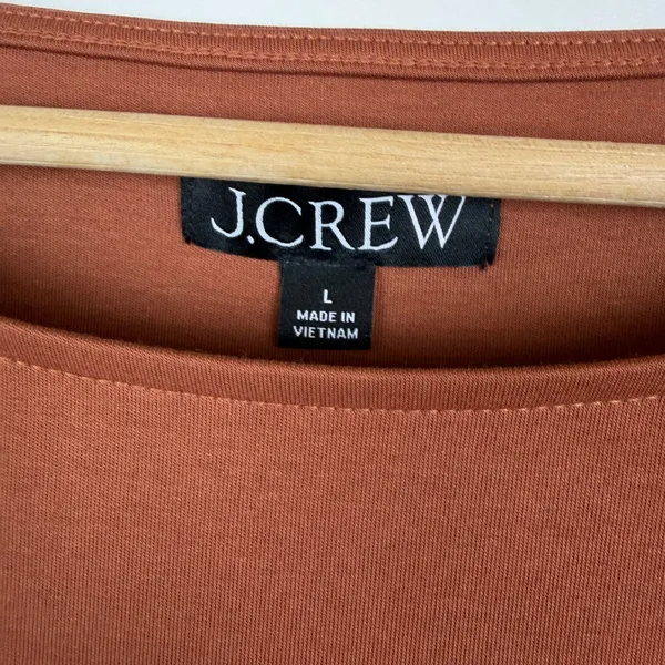 J Crew Bubble Hem Mixy Mini‎ Dress Large Terracotta Brown Old Money Mixed Media - Image 9