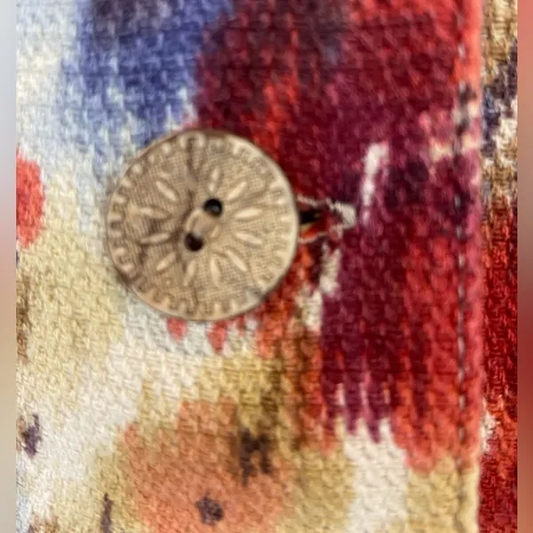 COLDWATER Creek Jewel Tone Floral Art to Wear 100% Cotton Jacket Medium - Image 6