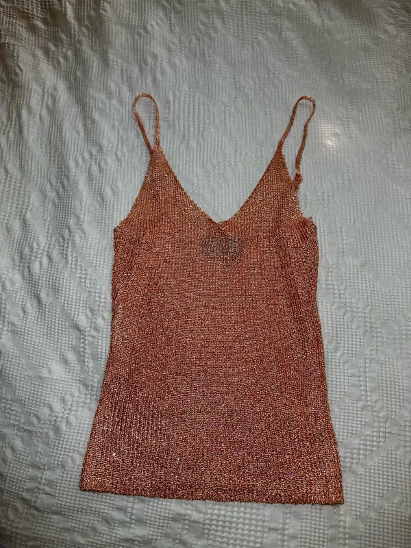 White Fox Boutique Love Galore Sequin Knit Top Peach - Image 5