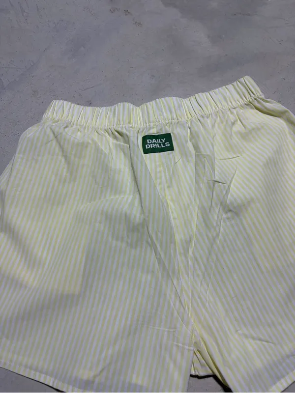 Daily drills Light Yellow Striped Women's cotton boxer Shorts M/L - Image 4