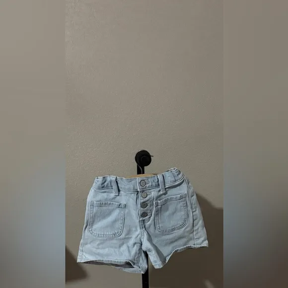Old Navy Sky Blue High Waist Girls Button Up Shorts - Image 2