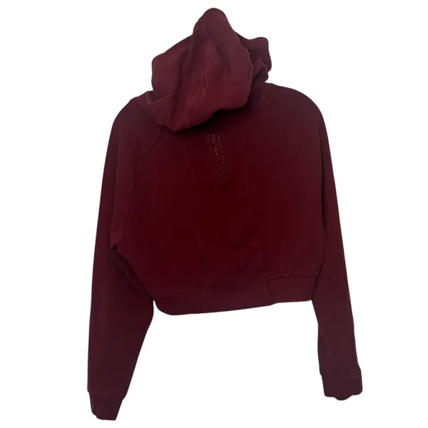 Alphalete Cropped Hoodie Burgundy Maroon Athleisure Gym Sweatshirt‎ Sz Medium - Image 6