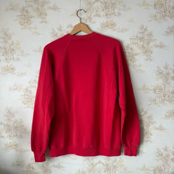 Vintage 80s 90s red reindeer bear Christmas cross stitch granny crewneck sweater - Image 4