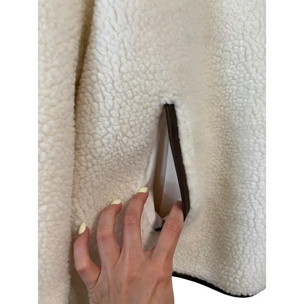 H&M Divided Teddy Fleece Pullover Medium Ivory Sherpa 1/4 Zip Cozy Jacket - Image 6