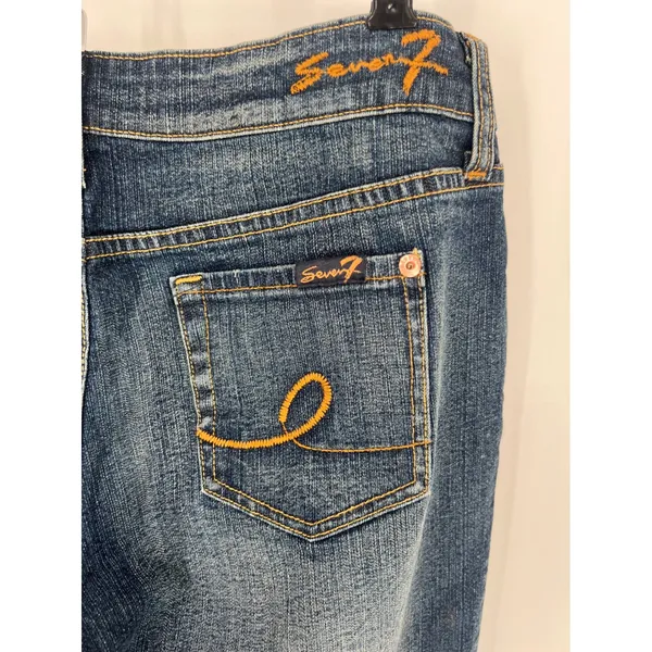 SEVEN7 Bootcut Jeans Women 32 Blue Boot Stretch Medium Wash Embroidered Low Rise - Image 10
