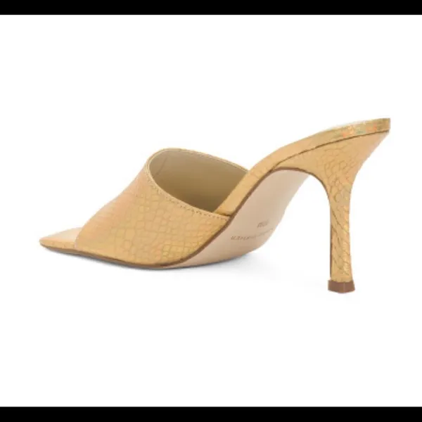 Marc Fisher- “Danria” Square Toe Gold Metallic Slide Dress Heels-8M- NEW - Image 4