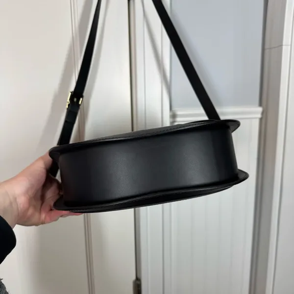 Valentina Fiore Handmade Italian Leather‎ Saddle Crossbody black and tan luxury - Image 3