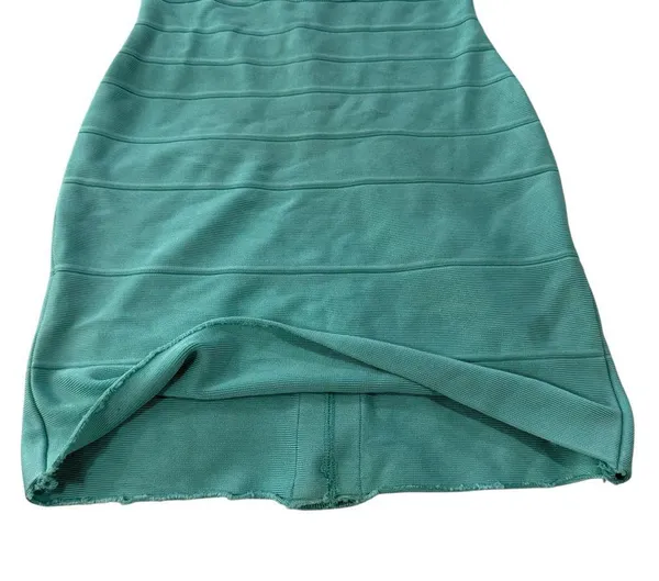 HERVE LEGER Seafoam Turquoise Bardot Blue Bandage Mini Dress - Image 8