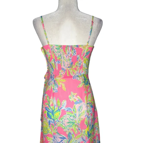 NWOT Lilly Pulitzer 4 Anni Maxi Wrap Long Dress Squeeze The Day Pink Fit & Flare - Image 8
