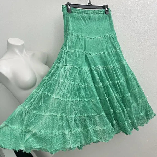 NEW METROWEAR Crinkle Madi tiered Skirt Green SMALL beach Boho Hippie Peasant - Image 3