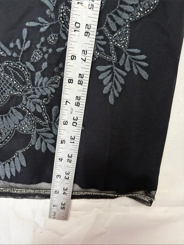 Abercrombie & Fitch size medium Black Tank Mini Dress Gray Embroidery bead y2k - Image 6