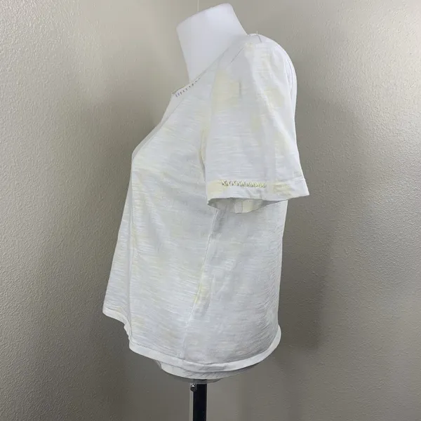Loveshackfancy White Yellow Speckled Tshirt Women’s Sz XS Cotton Top *Flaw - Image 4