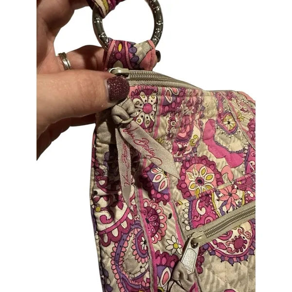 Vera Bradley Crossbody Pink Gray Paisley Medium Pockets Zippered Women's RR-1‎ - Image 3