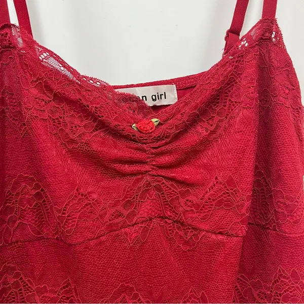 Madden Girl Lace Cami Top Size XL red Floral adjustable straps sexy camisole - Image 12