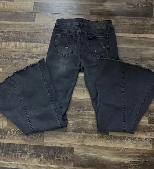 Lucky and Blessed Buckle Flare Jeans Black Wash Size 6 - Image 2