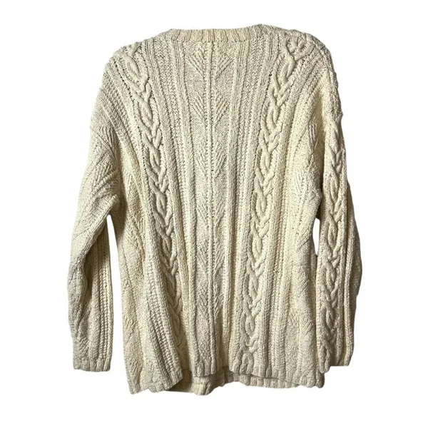 Lauren Ralph Lauren Cardigan Sweater Cable Knit Fisherman pockets women's medium - Image 3