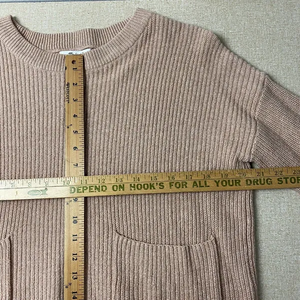 Madewell Sweater‎ Womens Small Beige Cable Knit Pullover Long Sleeve Pocket - Image 8