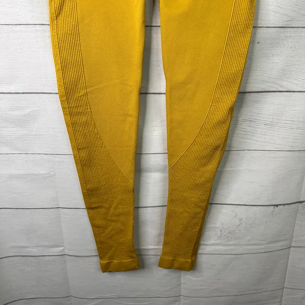 Forever 21 Womens Medium Mustard Yellow Ribbed High-Waist Leggings Chartreuse - Image 6