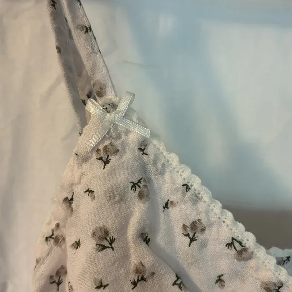 Brandy Melville Floral White Spaghetti Strap Top - Image 3