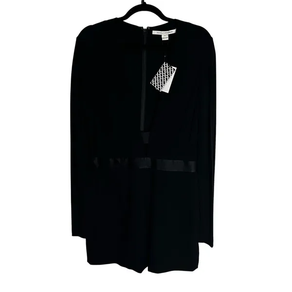 Diane von Furstenberg DVF Kyara Tuxedo Romper Black NWT Size 12 - Image 3