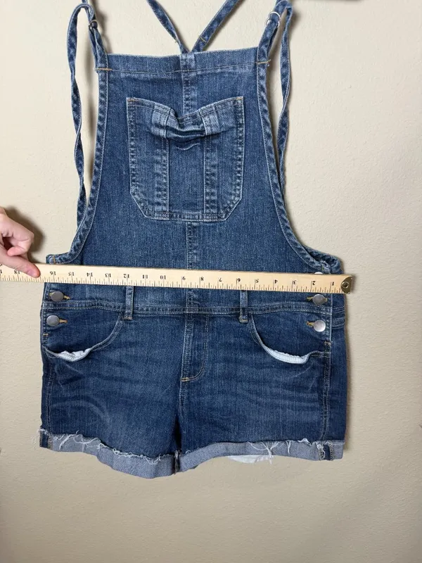 2.1 Denim Jean Overalls Shorts Jorts Blue Jeans Size 30 - Image 5
