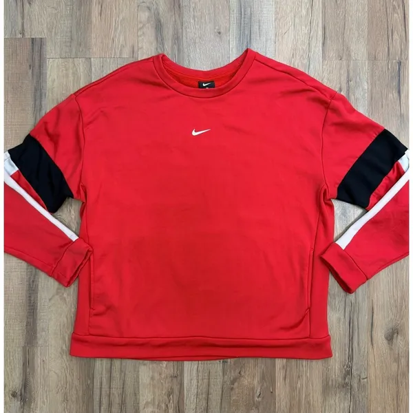 Nike Red Crewneck Sweatshirt Women Medium‎ Athletic Pullover Logo - Image 4