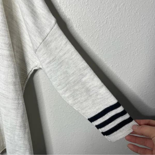 Mersea Heathered Cream Black Stripe Catalina Crewneck Sweater One Size - Image 5