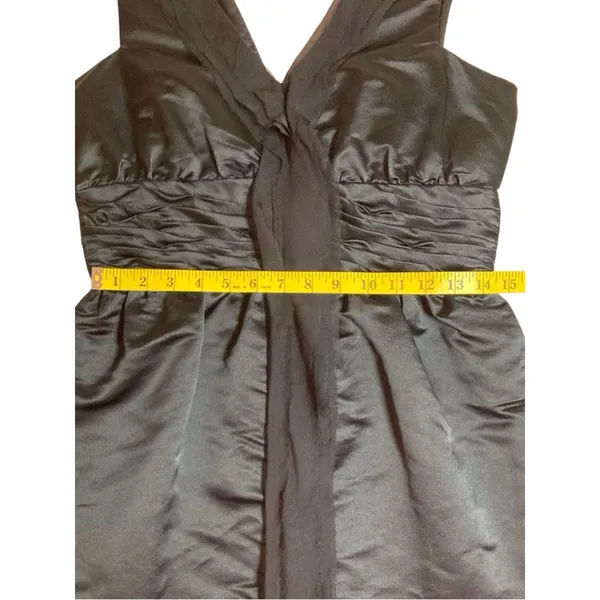 Castle Starr Elegant Black Silk V-Neck Mini Little Black Dress Size 6 EUC - Image 8