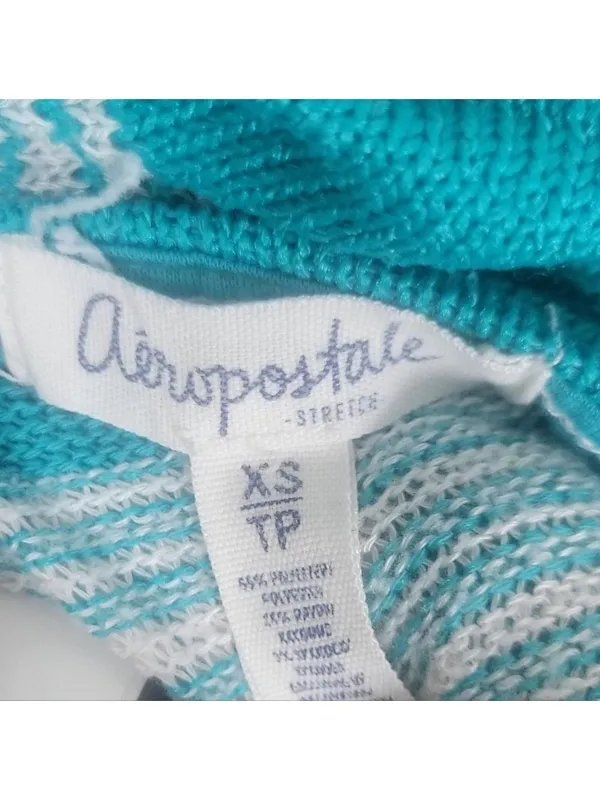 Aeropostale Womens Striped Knitted Pullover Sweater Blue White XS - Image 5