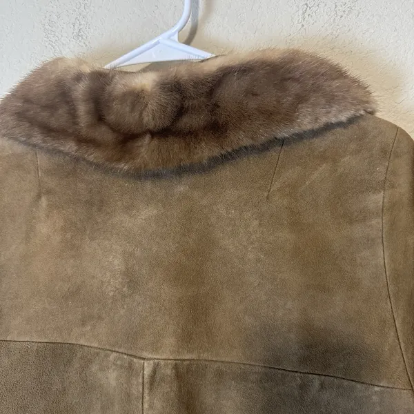Vintage Annshire Original Suede Coat Faux Fur Collar Tan Brown 60s Union made - Image 12