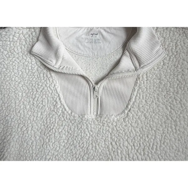 Aerie Dream Sherpa Cream Quarter‎ Zip Pullover Sweatshirt Sweater Jacket Size XS - Image 4