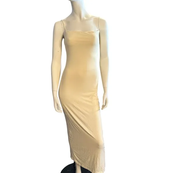 LILLUSORY Summer Casual Spaghetti Strap Double Lined Bodycon Dress Yellow M NWOT - Image 4
