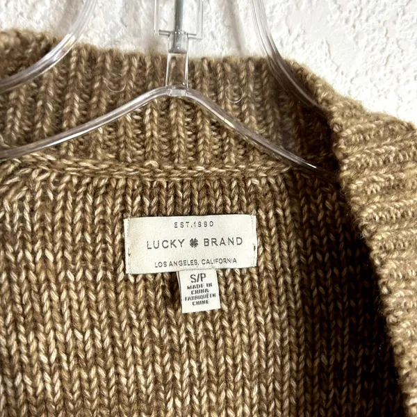 Lucky Brand Balloon Sleeve Open Cardigan Womens Size Small Wool Blend Camel - Image 5