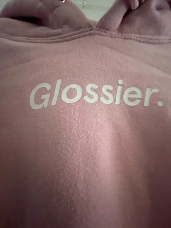 Glossier Light Pink Hoodie Size L - Image 3
