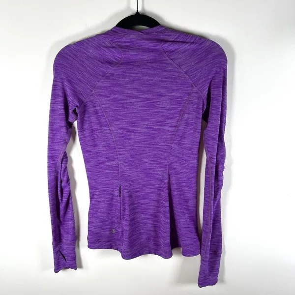 Lululemon 5 Mile Long‎ Sleeve Heathered Regal Plum Soft Cotton Thumbholes Size 4 - Image 5