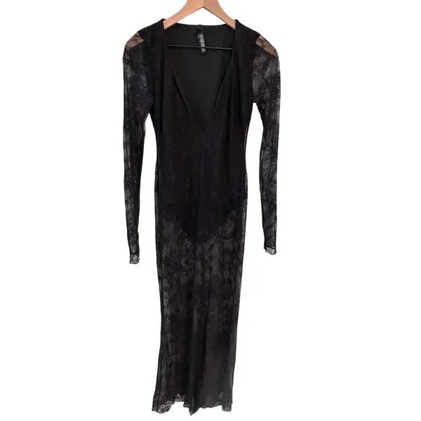 Skim Black Ultra Fine Lace Plunge Long Maxi Dress M NWOT ( SOLD OUT) - Image 3
