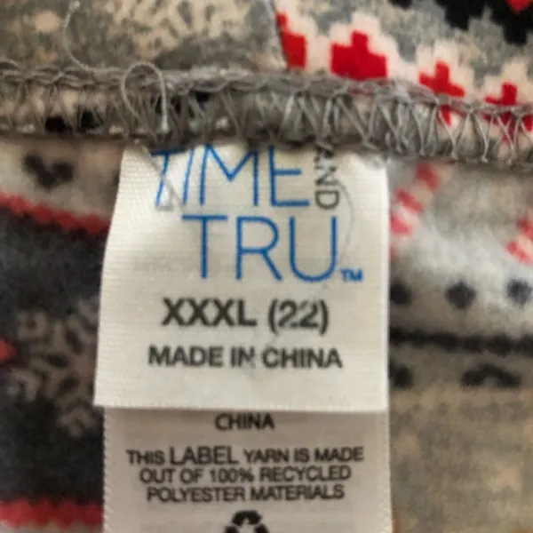 TIME and TRU Womens Leggings Size XXL 22 Christmas Theme Fleeced Lining NWOT - Image 4