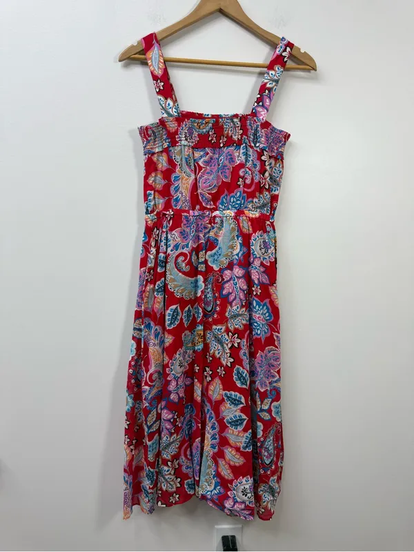 Talbots Red Paisley Summer Midi Sundress size 4 - Image 4